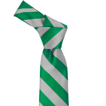 Load image into Gallery viewer, Kelly green silver striped tie knot