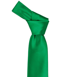 Knot on a kelly green necktie