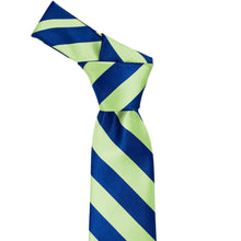 Load image into Gallery viewer, Royal blue and lime green striped tie knot