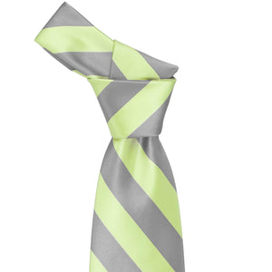 Lime and gray striped tie knot