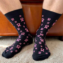 Load image into Gallery viewer, Breast Cancer Awareness Socks in Black