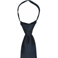 Load image into Gallery viewer, Knot on navy blue paisley zipper tie