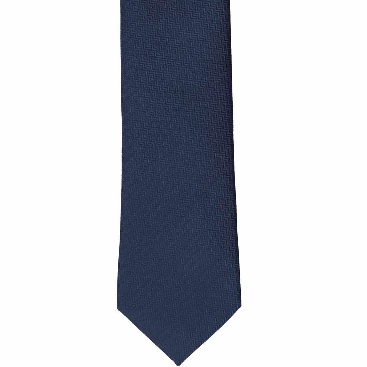 Navy Blue Herringbone Silk Slim Necktie, 2.5