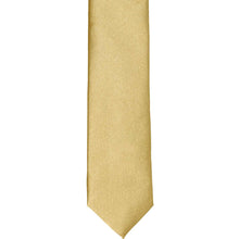 Load image into Gallery viewer, The front of a skinny pale gold skinny tie