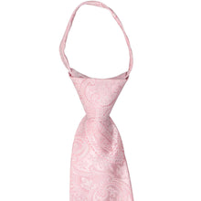 Load image into Gallery viewer, Front of a pale pink paisley zipper tie