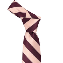 Load image into Gallery viewer, Knot on a petal and wine striped tie