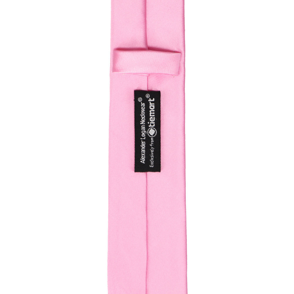 Pink Skinny Solid Color Necktie, 2