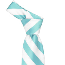 Load image into Gallery viewer, Knot on a pool and white striped tie