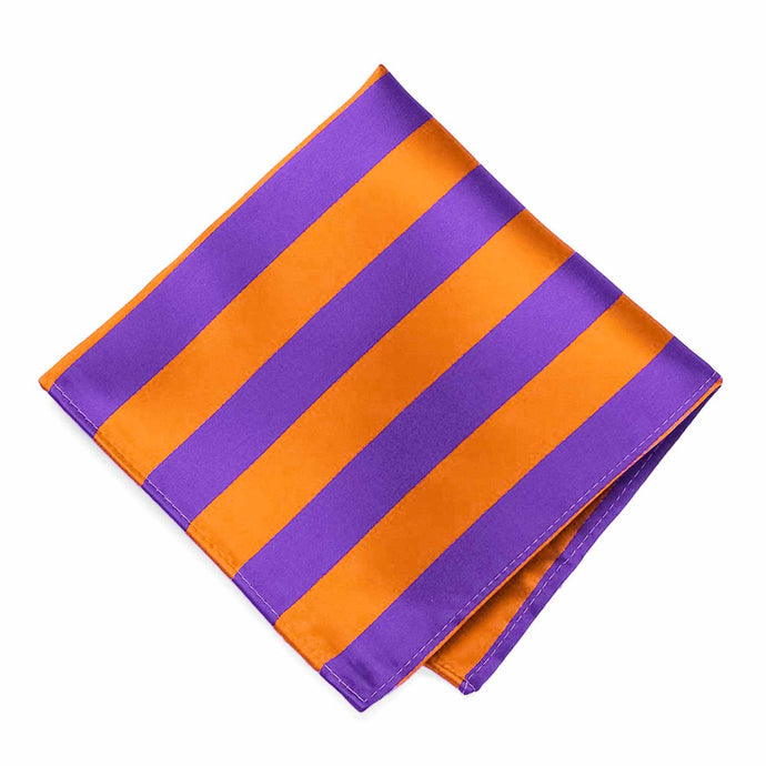 Purple and orange striped pocket square