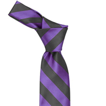 Load image into Gallery viewer, Purple and gray striped tie knot