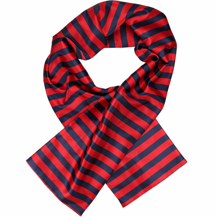 Red and navy blue striped scarf