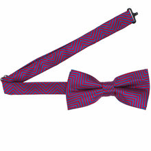 Load image into Gallery viewer, Open band collar on a red chevron pattern bow tie