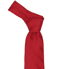 Load image into Gallery viewer, Knot on a red tone on tone striped necktie