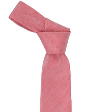 Load image into Gallery viewer, Knot on a red linen tie