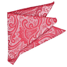 Load image into Gallery viewer, Red paisley pocket square folded