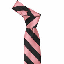 Load image into Gallery viewer, Rose Petal Pink and Black Striped Tie