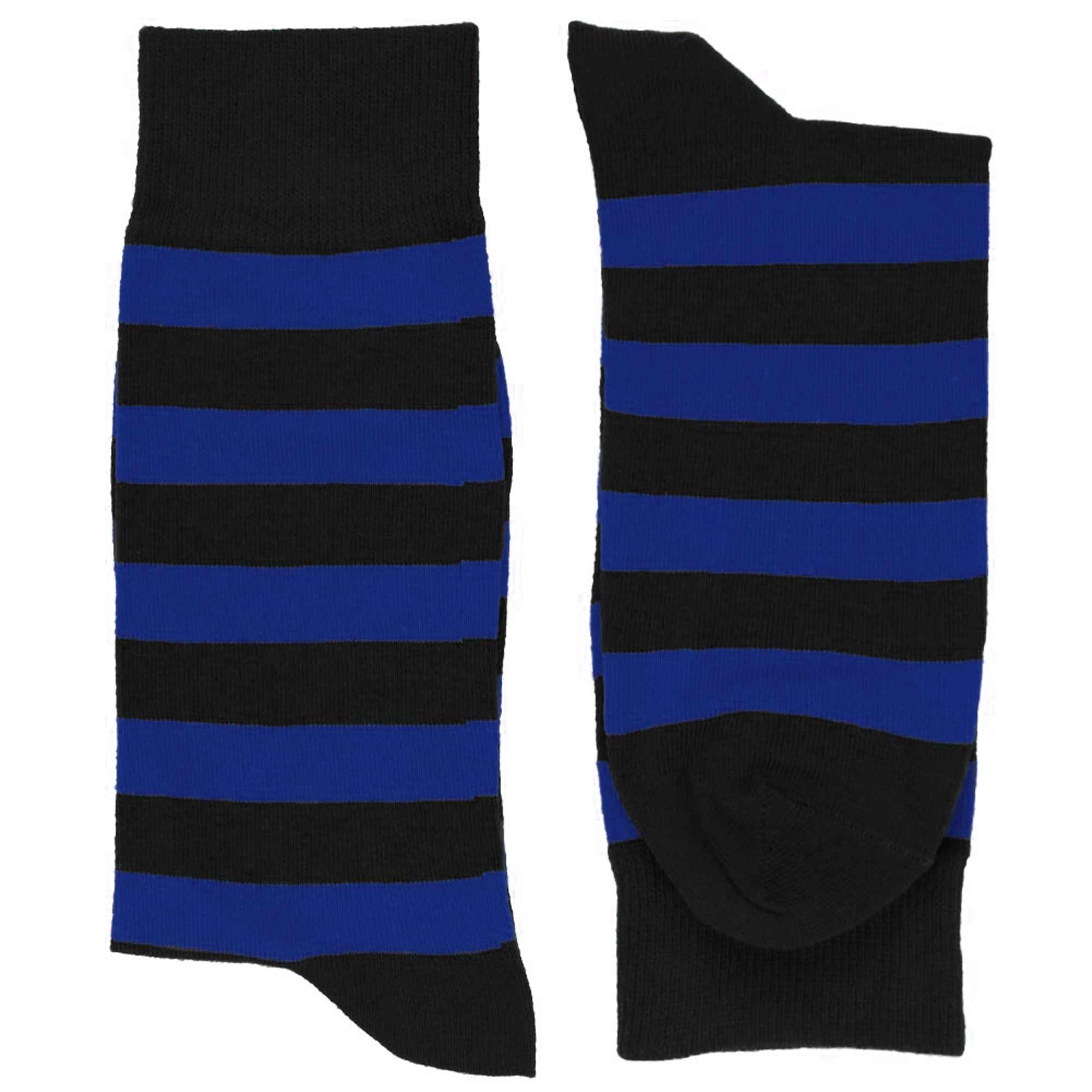 Men's Royal Blue and Black Striped Socks | Shop at TieMart – TieMart, Inc.