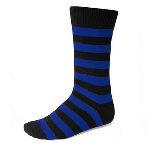 Royal blue and black striped socks