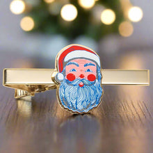 Load image into Gallery viewer, Santa themed tie bar in front of a Christmas tree