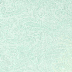 Closeup of a seafoam paisley pattern