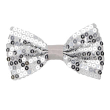 Load image into Gallery viewer, Silver Sequin Bow Tie