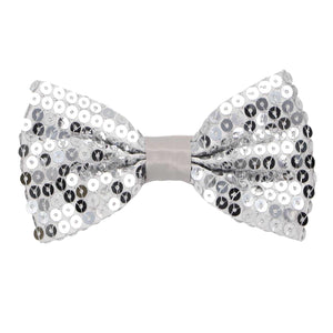 Silver Sequin Bow Tie