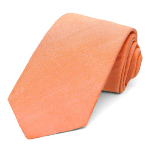 Tangerine linen narrow tie