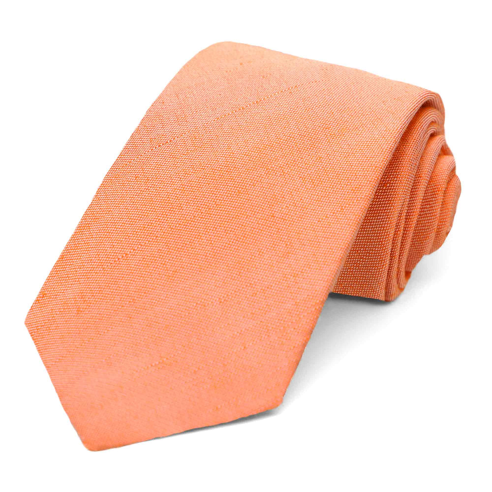 Tangerine linen narrow tie