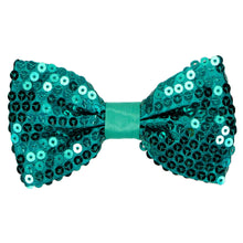 Load image into Gallery viewer, Teal sequin bow tie