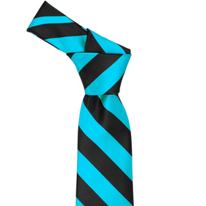 Turquoise and black striped tie knot