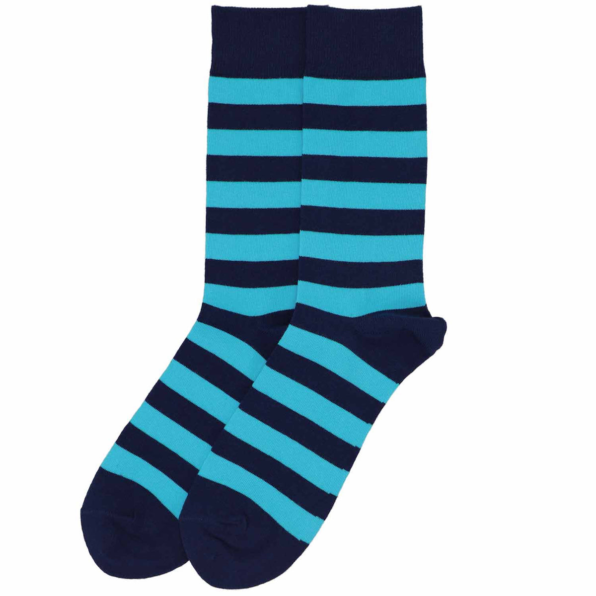 Men's Turquoise and Navy Blue Striped Socks | Shop at TieMart – TieMart ...