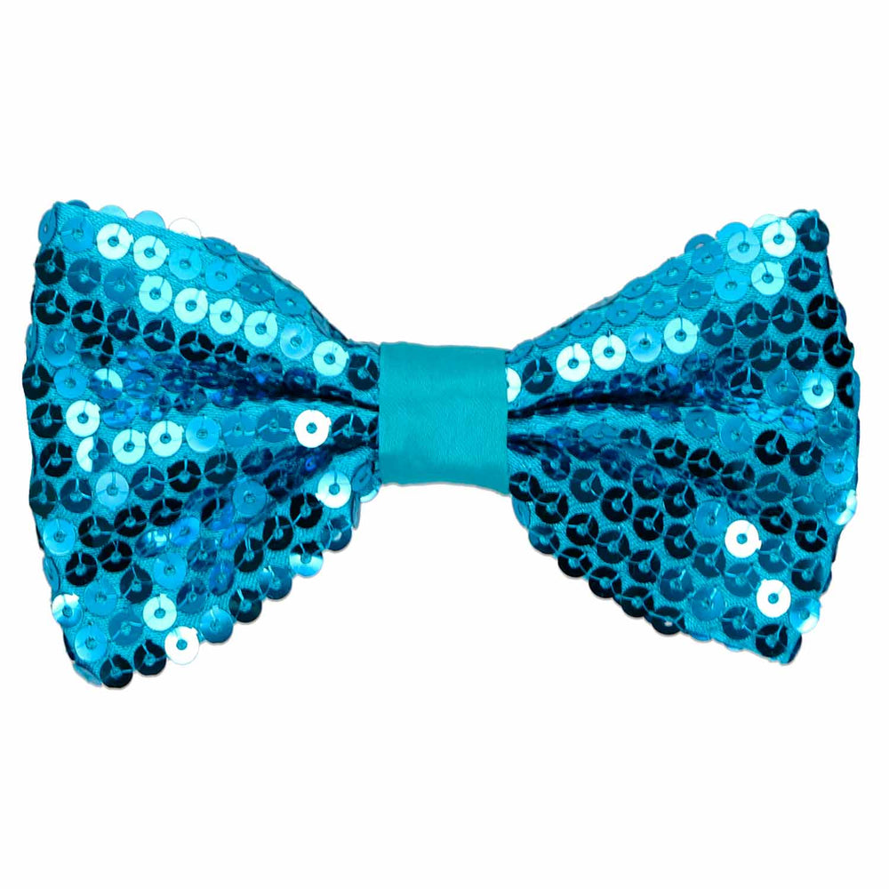 Turquoise sequin bow tie