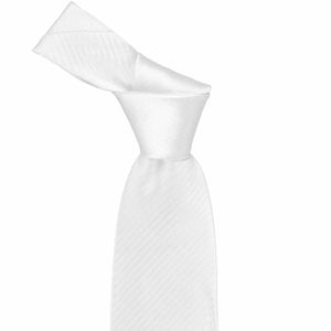 Knot on a white herringbone silk tie