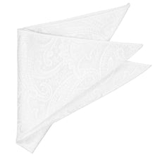 Load image into Gallery viewer, White paisley pocket square folded