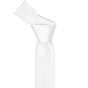Knot on a white premium slim tie