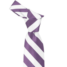 Load image into Gallery viewer, Knot on wisteria purple and white striped tie