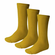 Load image into Gallery viewer, Three women&#39;s gold solid color crew socks