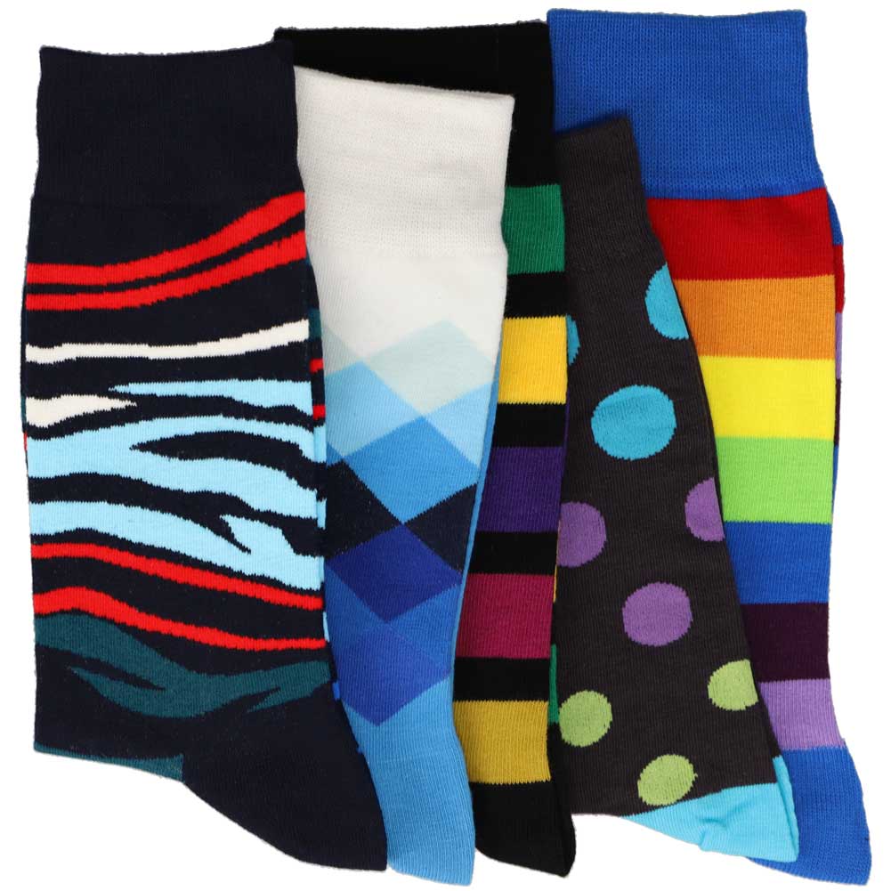 Brand - Goodthreads Men's 5-Pack Patterned Socks, Assorted