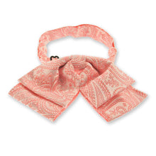 Load image into Gallery viewer, Coral paisley floppy bow tie, front view