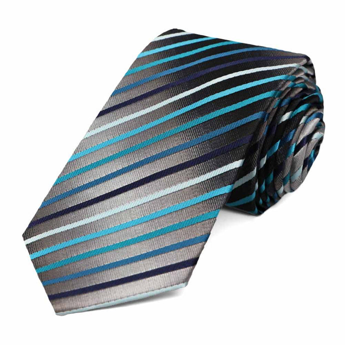 Turquoise Kissimmee Striped Slim Necktie