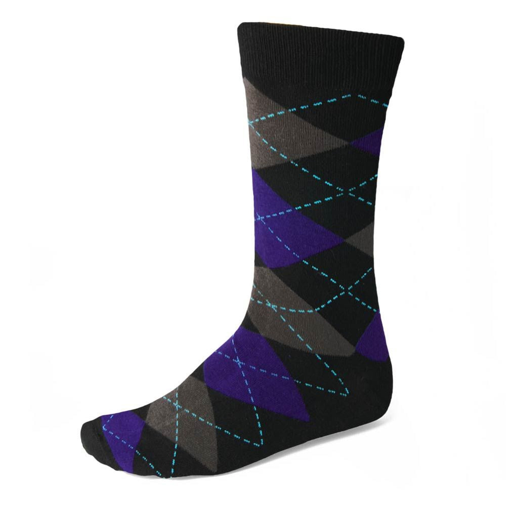 Men's Black and Amethyst Purple Argyle Socks | Shop at TieMart ...
