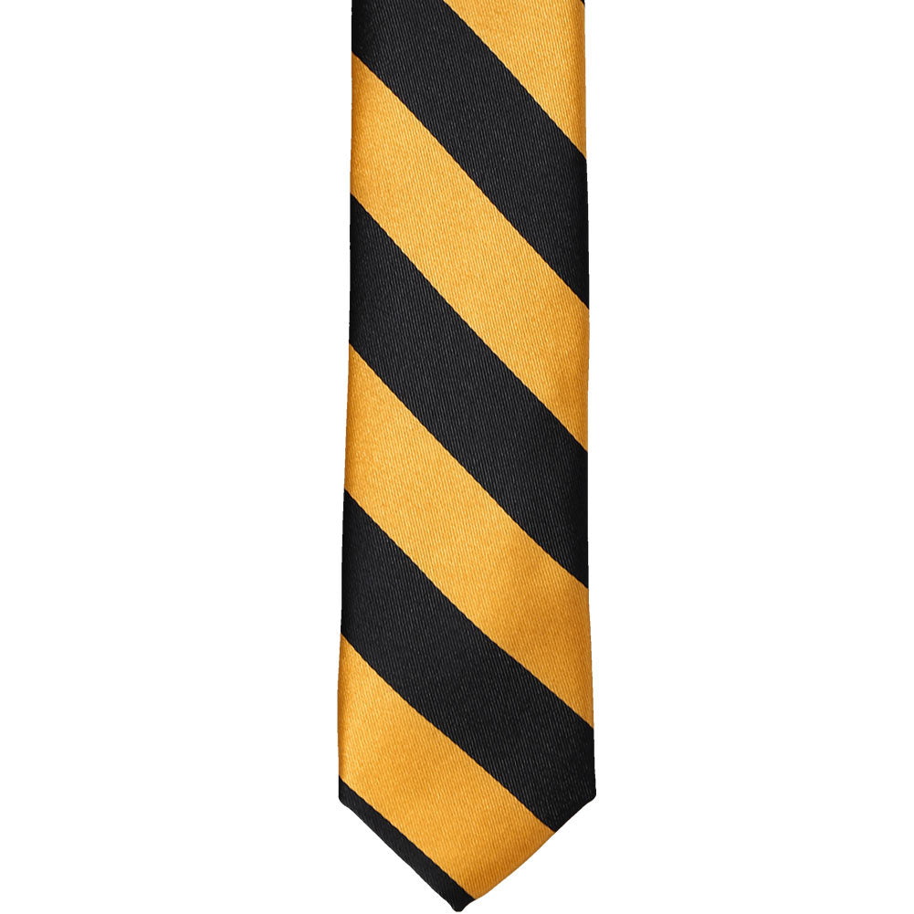 Black and Gold Bar Striped Skinny Tie, 2