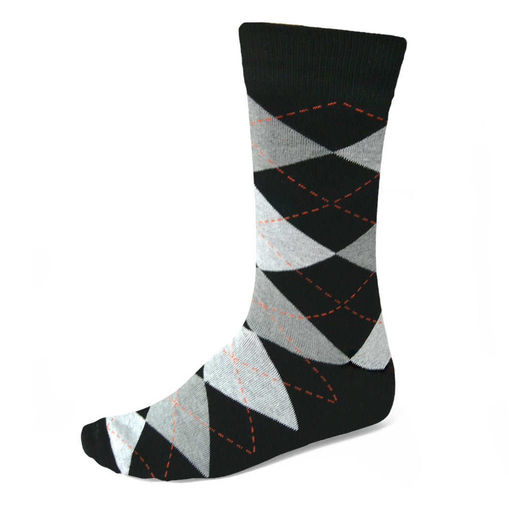 Men's Black and Gray Argyle Socks