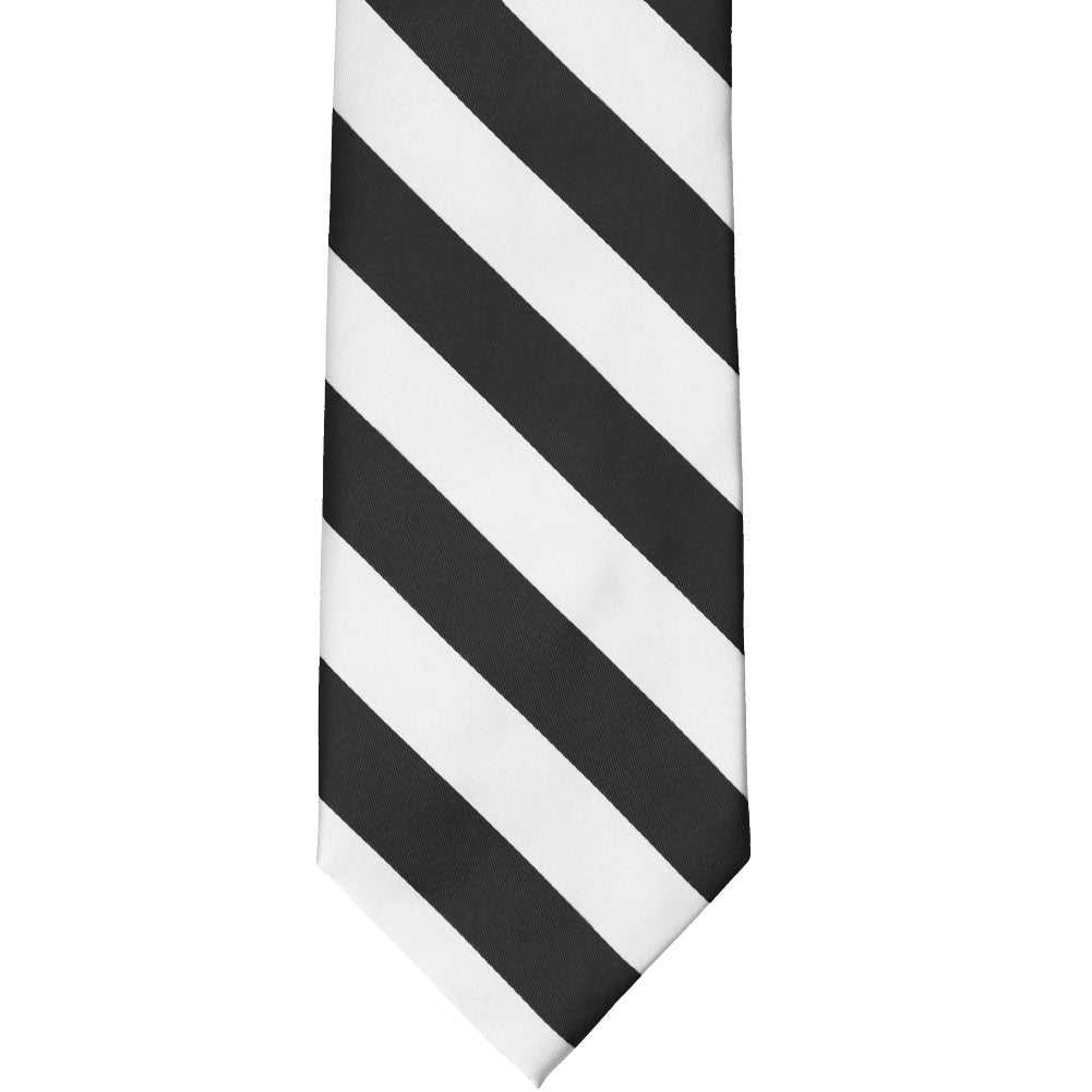 Black and White Extra Long Striped Tie | Shop at TieMart – TieMart, Inc.