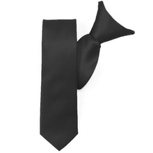 Load image into Gallery viewer, Slim Black Solid Color Clip-On Tie, 20&quot; Length