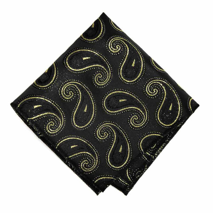 Black and Gold Berkshire Paisley Pocket Square