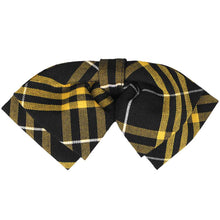 Load image into Gallery viewer, Black and gold plaid floppy bow tie