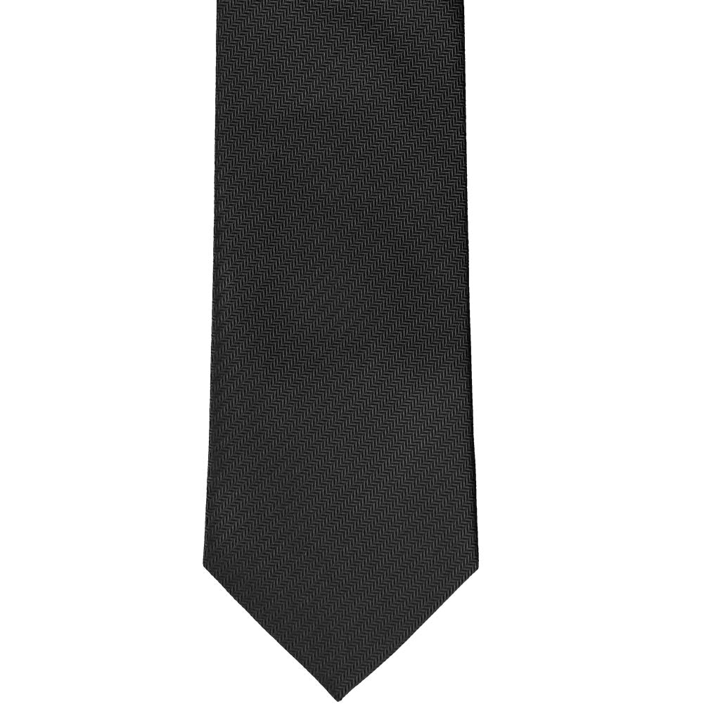 Extra Long Black Herringbone Silk Tie | Shop at TieMart – TieMart, Inc.