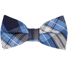 Load image into Gallery viewer, Blue, navy and white plaid bow tie