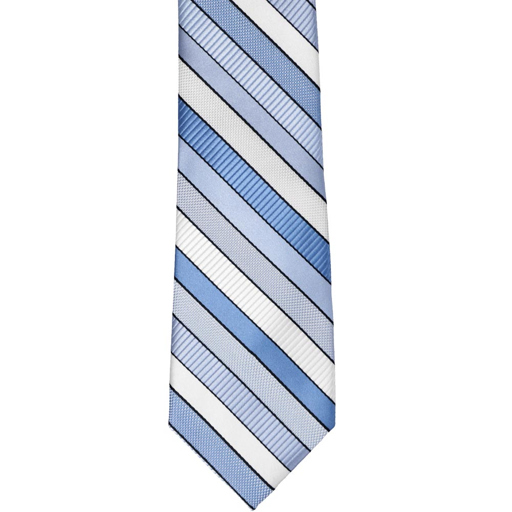 Wave Blue Striped Slim Necktie, 2.5
